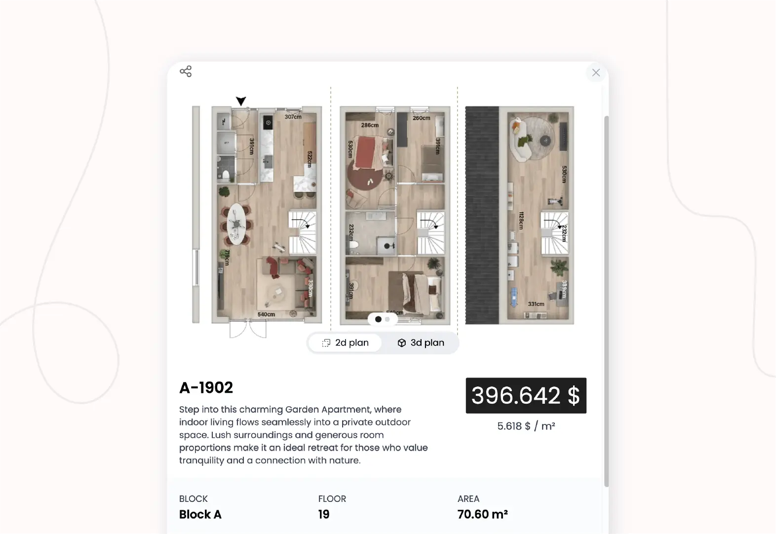 Detailed apartment modal